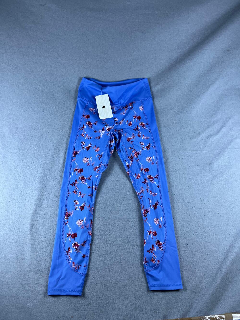 Fabletics Leggings Womens M Blue Floral Motion365 High-Waisted 7/8 Athletic NWT